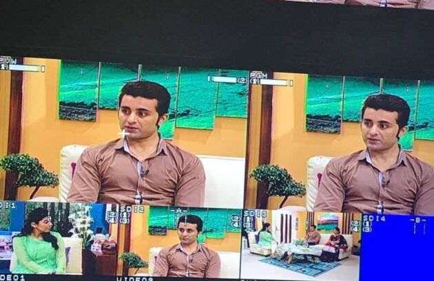 In a TV studio